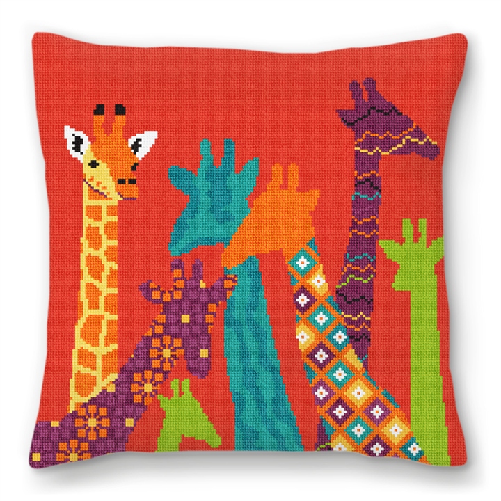 Kids Giraffe Needlepoint Pillow