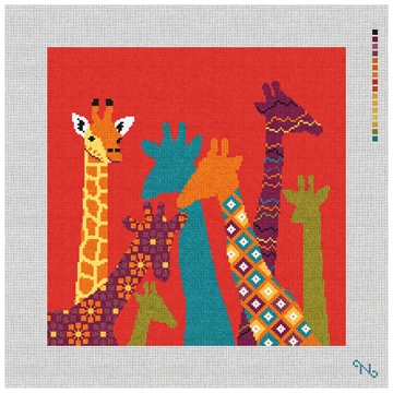 Kids Giraffe Needlepoint Pillow Kit Stitched Preview