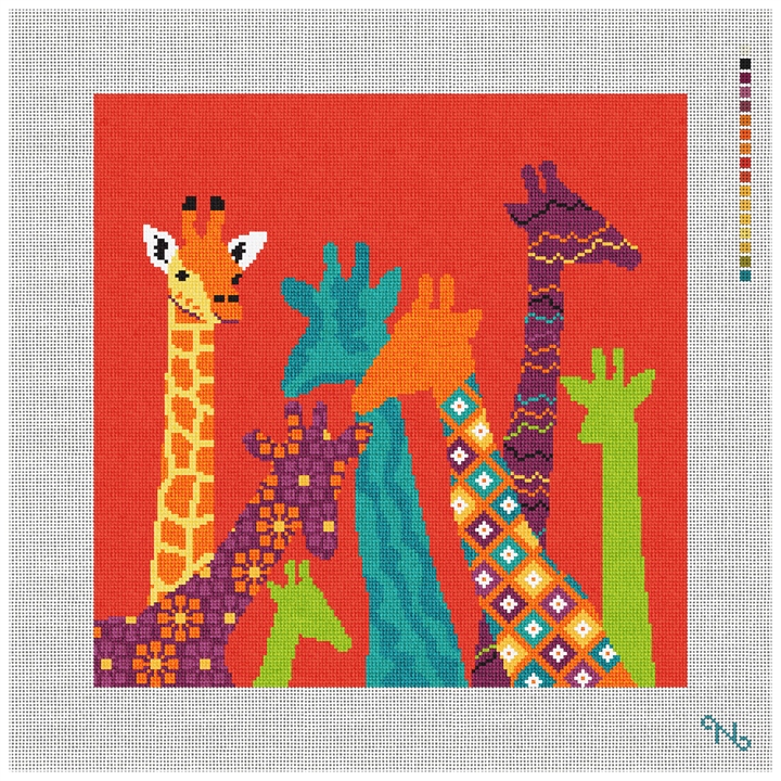 Kids Giraffe Needlepoint Pillow Kit Stitched Preview