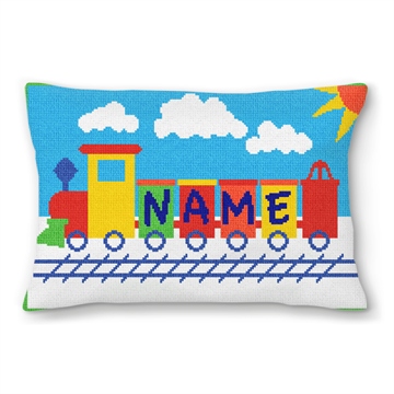 Kids Train Personalized Needlepoint Pillow