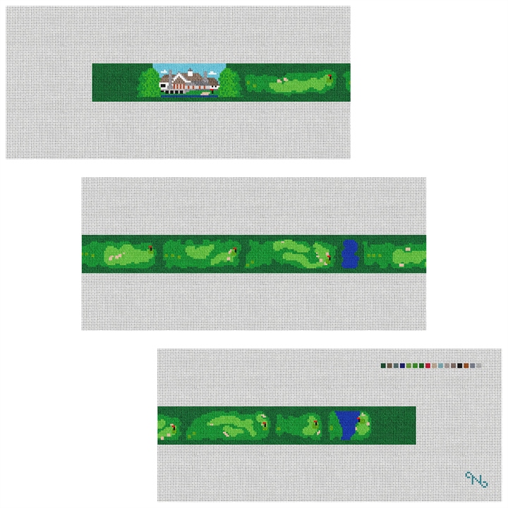 Kinloch Golf Course Needlepoint Belt Kit Stitched Preview