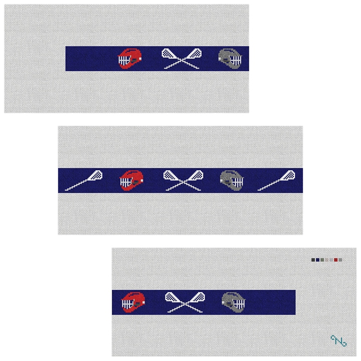 Lacrosse Needlepoint Belt Kit Stitched Preview