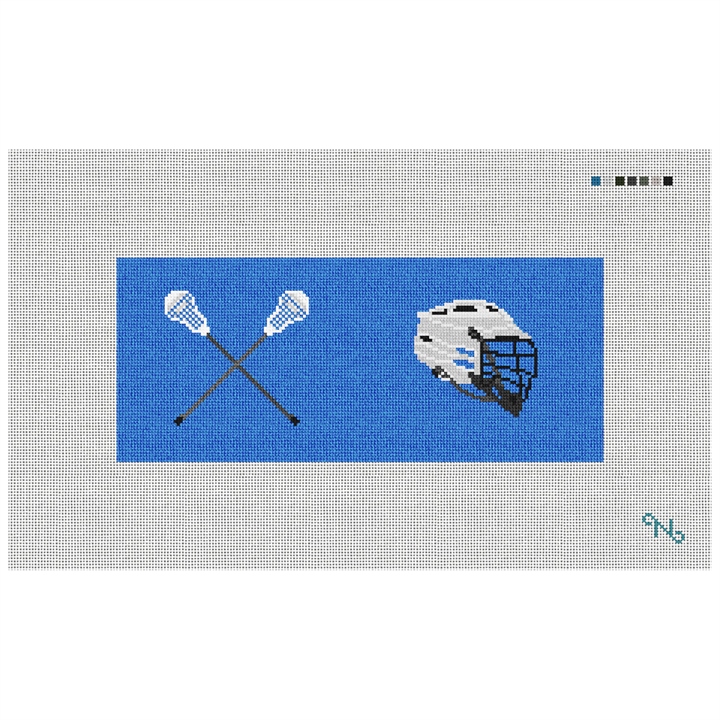 Lacrosse Needlepoint Flask Kit Stitched Preview