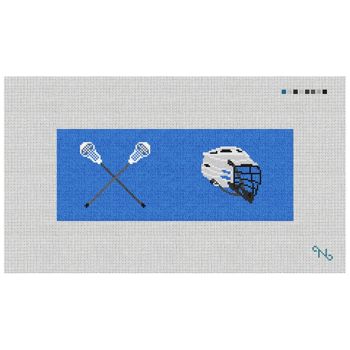 Lacrosse Needlepoint Wallet Kit Stitched Preview