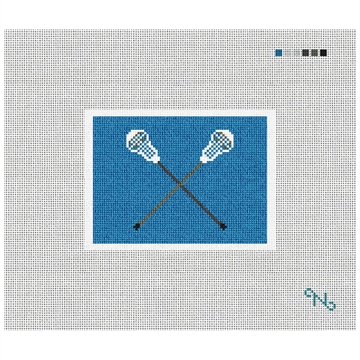 Lacrosse Sticks Needlepoint Card Wallet Kit Stitched Preview