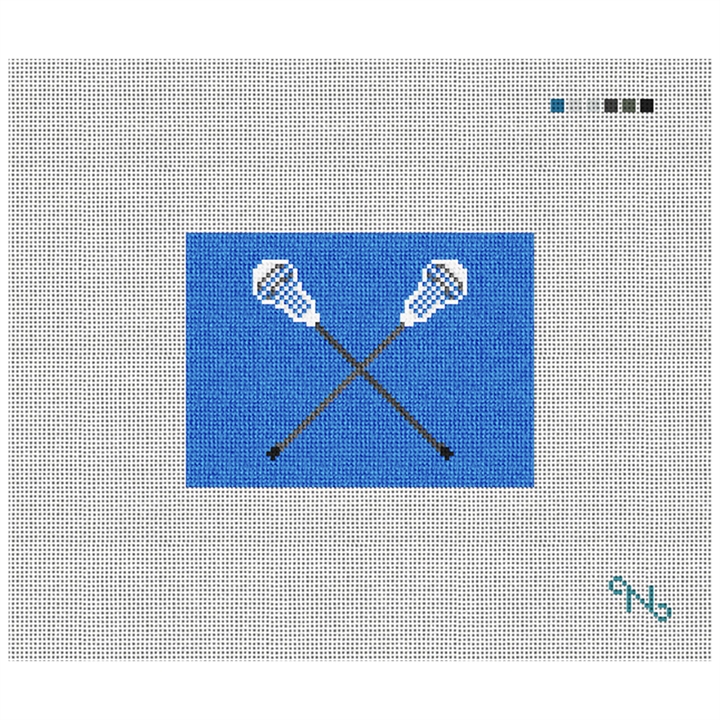 Lacrosse Sticks Needlepoint Card Wallet Kit Stitched Preview