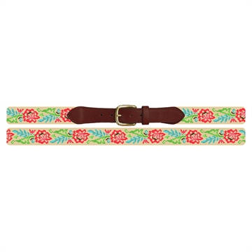 Lacy Floral Needlepoint Belt 