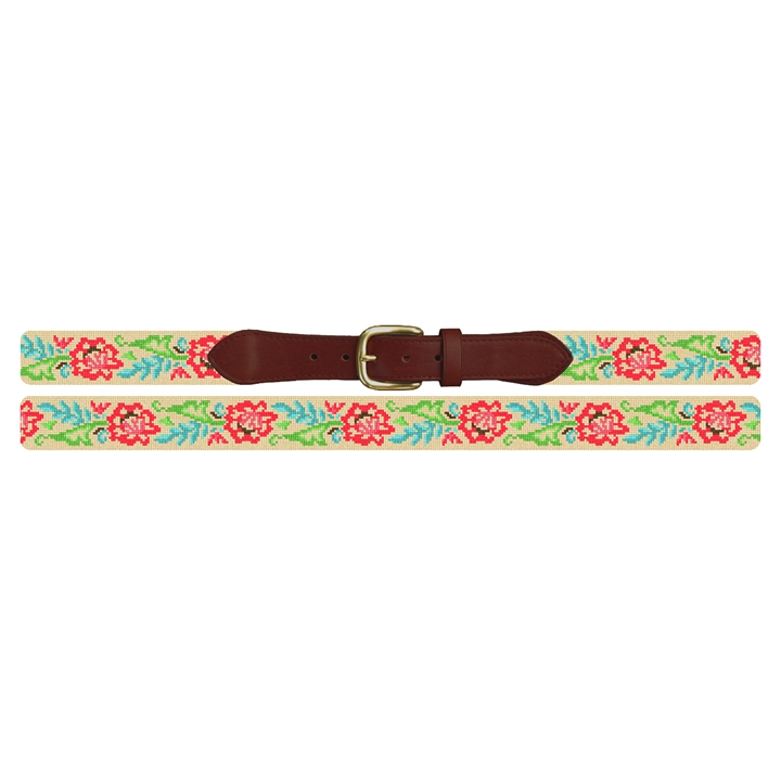 Lacy Floral Needlepoint Belt 