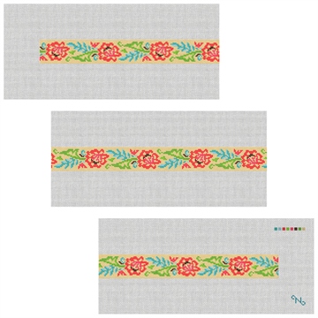 Lacy Floral Needlepoint Belt Kit Stitched Preview