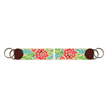 Lacy Floral Needlepoint Key Fob