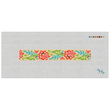 Lacy Floral Needlepoint Key Fob Kit Stitched Preview
