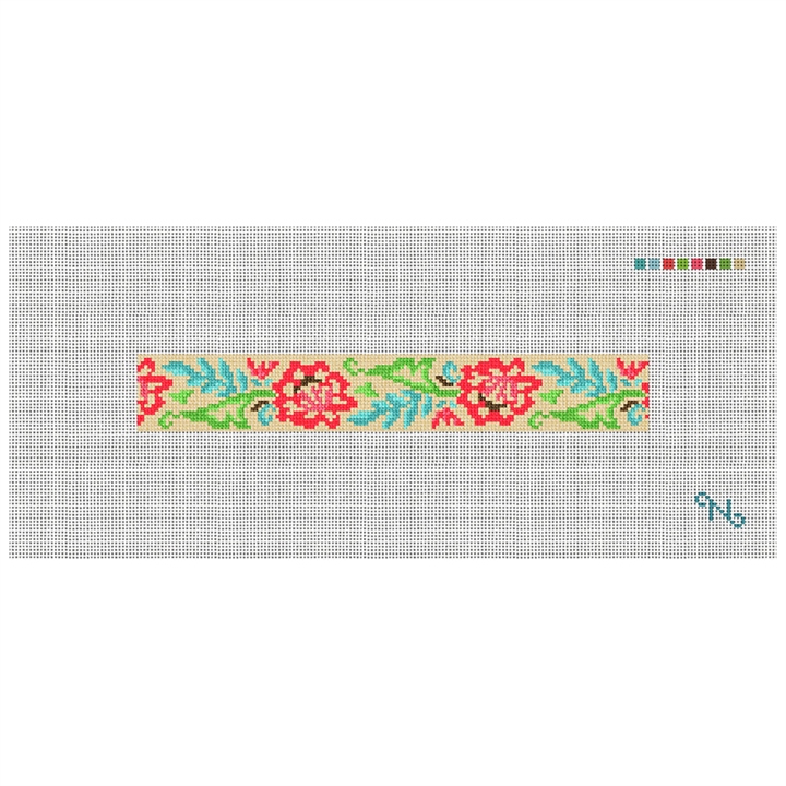 Lacy Floral Needlepoint Key Fob Kit Stitched Preview