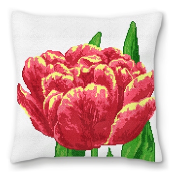 Lacy Tulip Needlepoint Pillow
