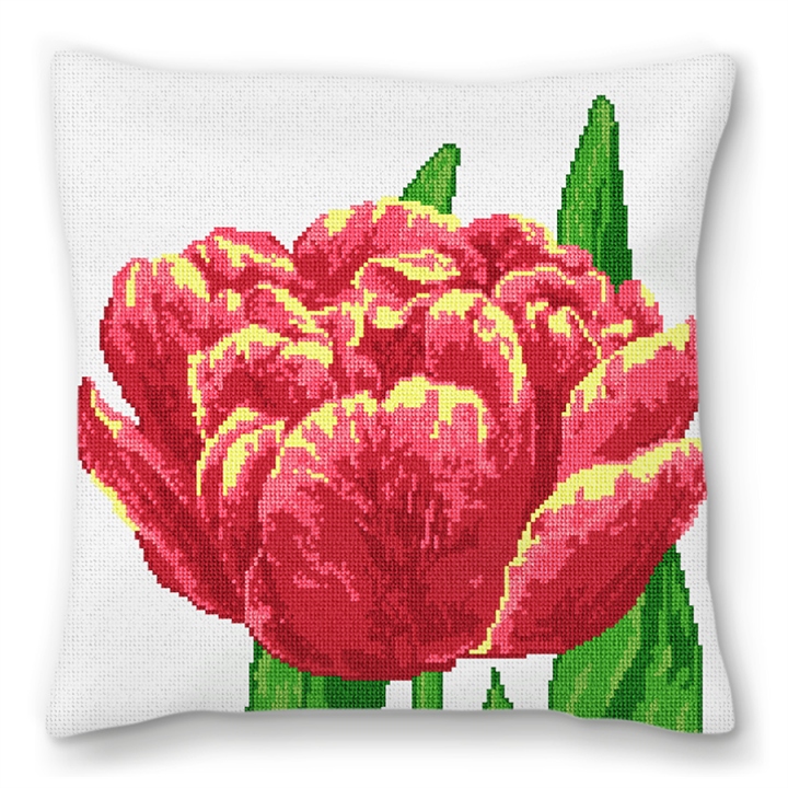 Lacy Tulip Needlepoint Pillow