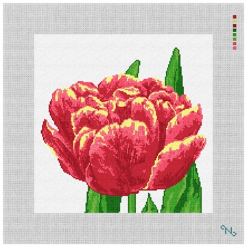 Lacy Tulip Needlepoint Pillow Kit Stitched Preview
