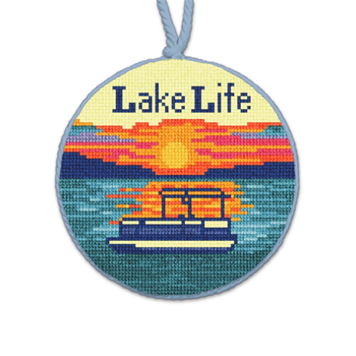 Lake Life Pontoon Needlepoint Ornament