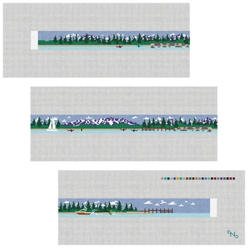 Lake Tahoe Landscape Needlepoint Kit Stitched Preview