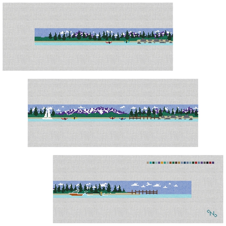 Lake Tahoe Landscape Needlepoint Kit Stitched Preview