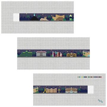 Las Vegas Landscape Needlepoint Belt Kit Stitched Preview