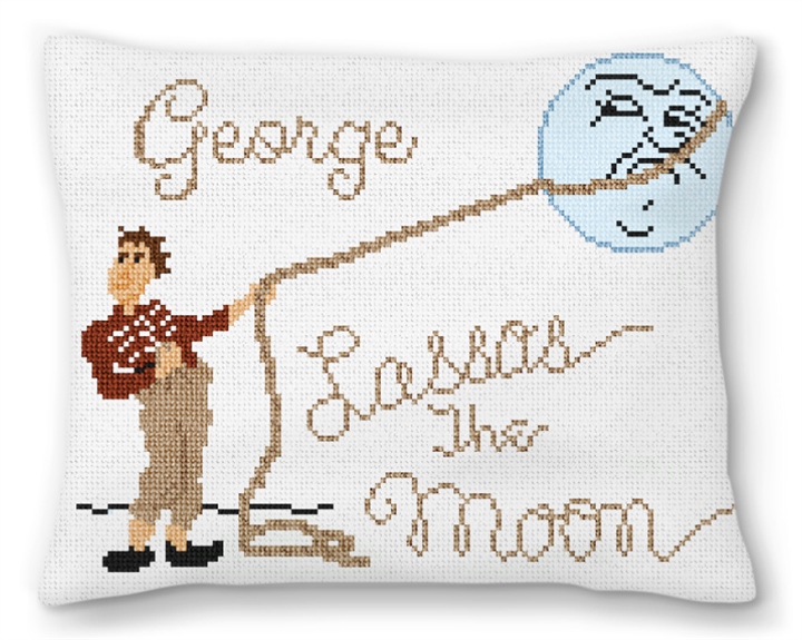 Lasso The Moon Needlepoint Pillow