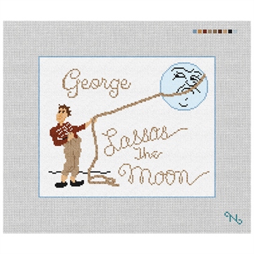 Lasso The Moon Needlepoint Pillow Kit Stitched Preview