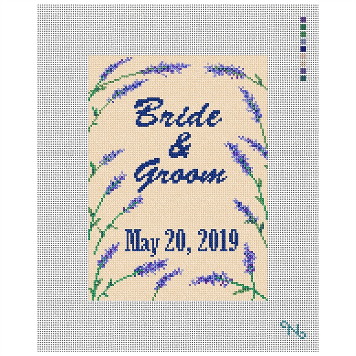 Lavender Wedding Needlepoint Kit Stitched Preview