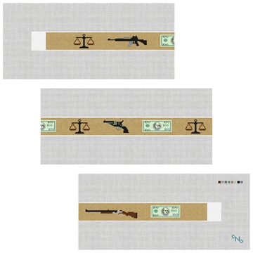 Lawyers Guns and Money Needlepoint Belt Kit Stitched Preview