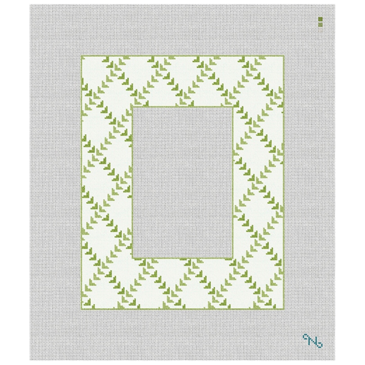 Leafy Trellis Picture Frame Needlepoint Kit Stitched Preview