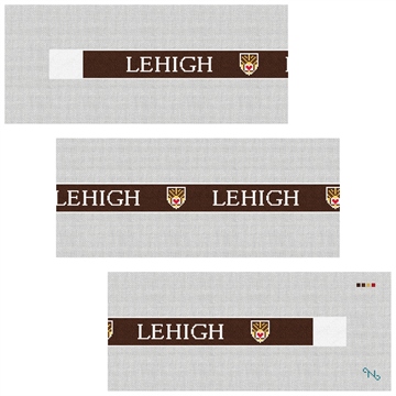 Lehigh University Crest Needlepoint Belt Kit Stitched Preview