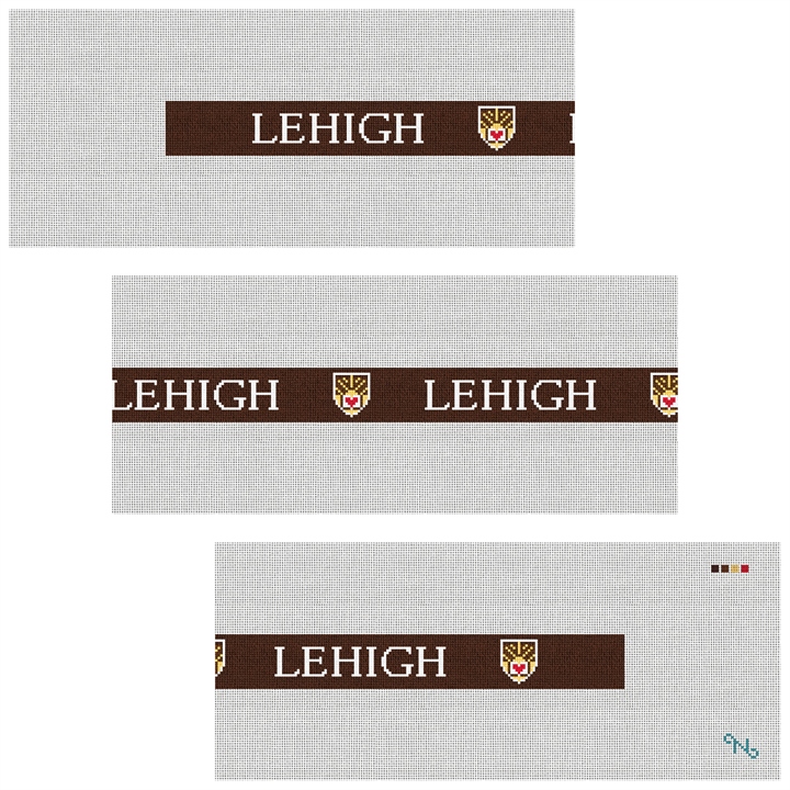 Lehigh University Crest Needlepoint Belt Kit Stitched Preview