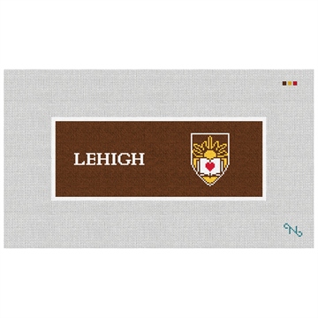 Lehigh University Crest Needlepoint Wallet Kit Stitched Preview
