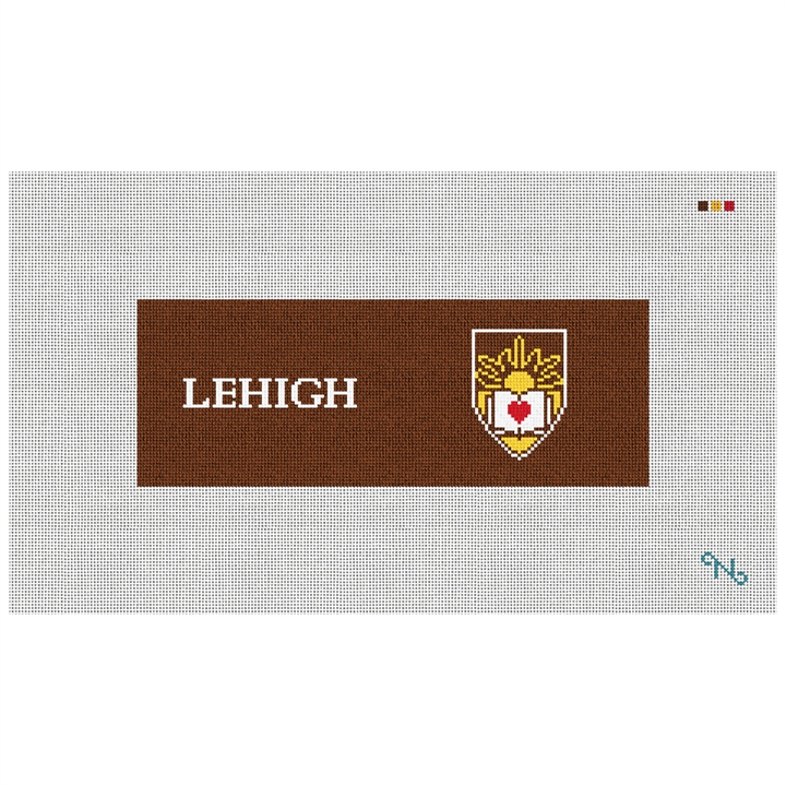 Lehigh University Crest Needlepoint Wallet Kit Stitched Preview
