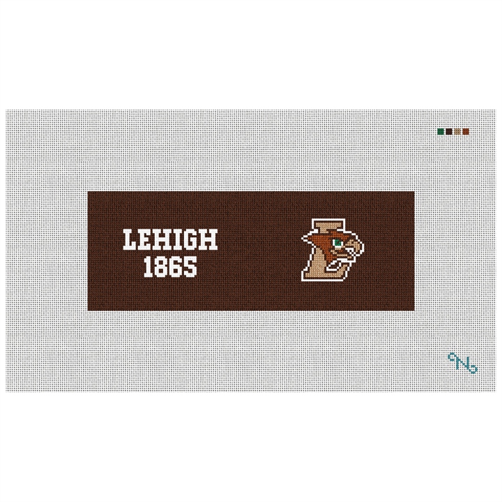 Lehigh University Hawk Needlepoint Wallet Kit Stitched Preview