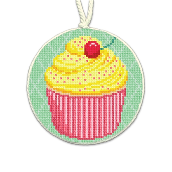 Lemon Cupcake Needlepoint Ornament