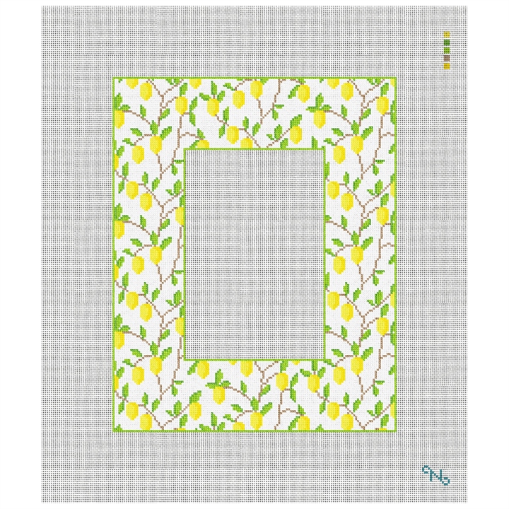 Lemons Picture Frame Needlepoint Kit Stitched Preview