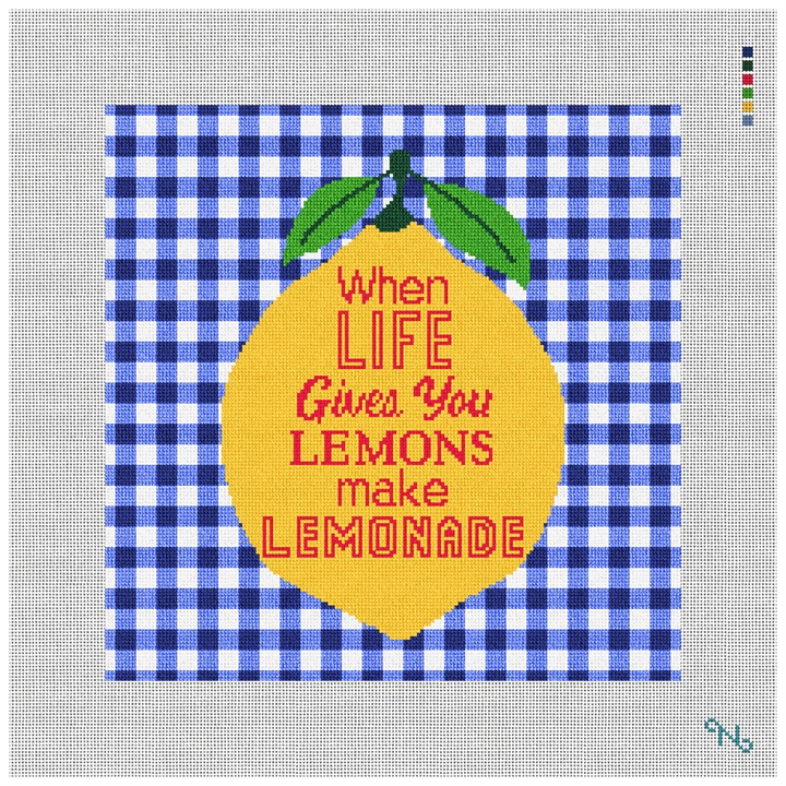 Lemons to Lemonade Needlepoint Kit Stitched Preview