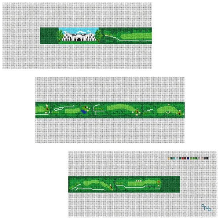 Lexington Kentucky Golf Needlepoint Belt Kit Stitched Preview