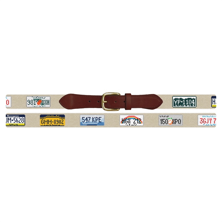 License Plate Needlepoint Belt