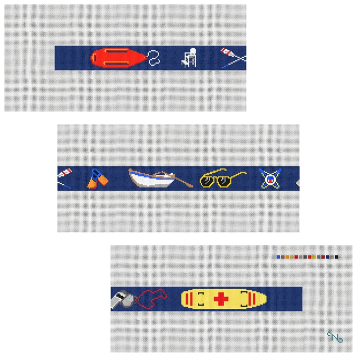 Lifeguard Needlepoint Belt Kit Stitched Preview