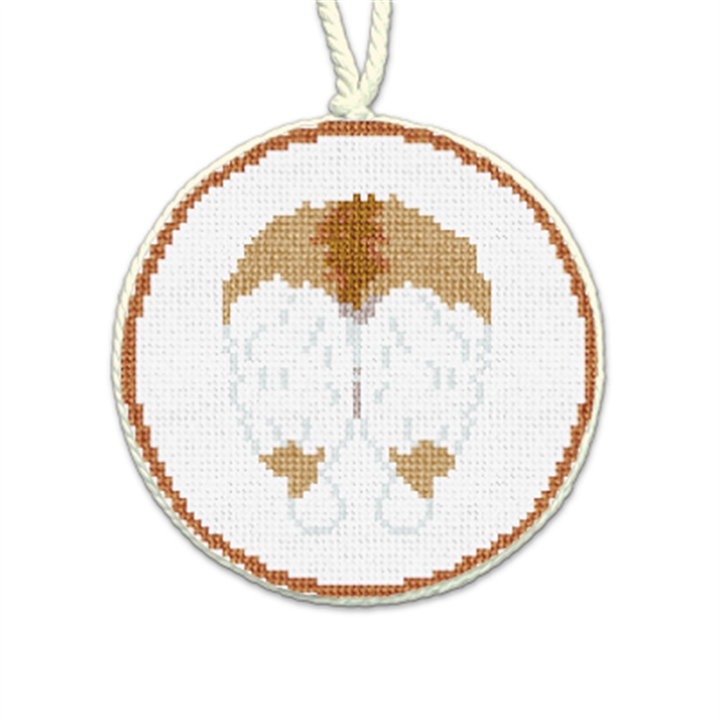 Light Brown Corgi Backside Needlepoint Ornament