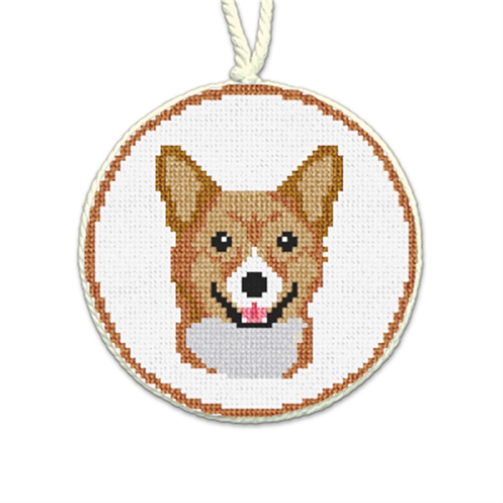 Light Brown Corgi Needlepoint Ornament