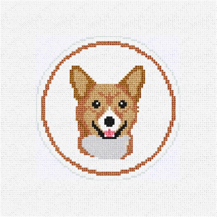 Light Brown Corgi Ornament Needlepoint Kit