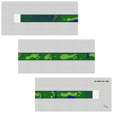 Lincoln Country Club Needlepoint Belt Kit Stitched Preview