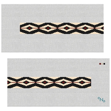 Linear Diamonds Needlepoint Dog Collar Kit Stitched Preview