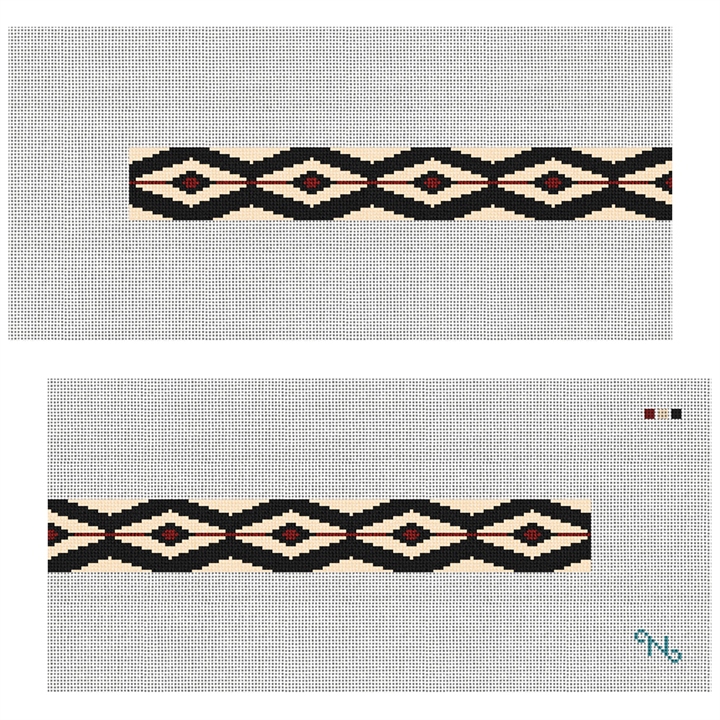 Linear Diamonds Needlepoint Dog Collar Kit Stitched Preview