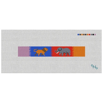 Lion Elephant Safari Needlepoint Key Fob Kit