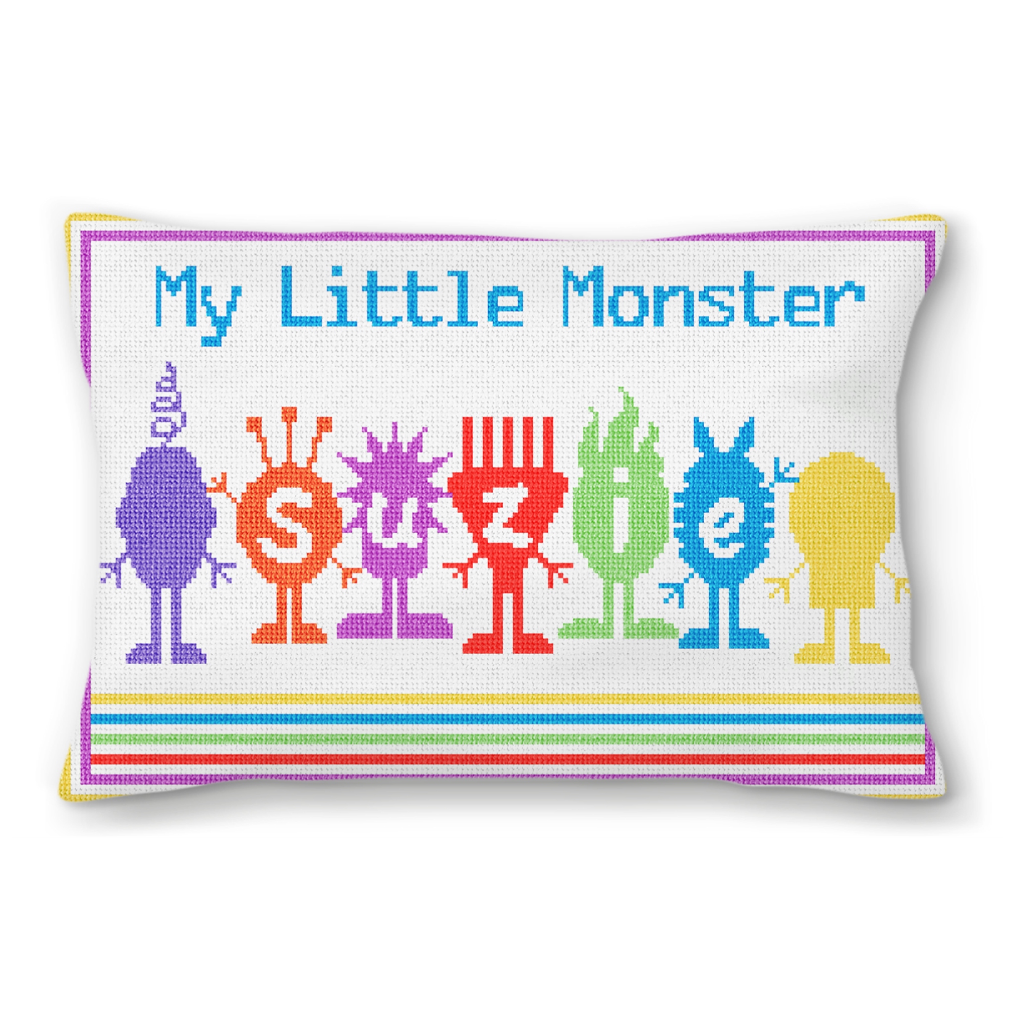 Little Monsters Kids Custom Needlepoint Pillow