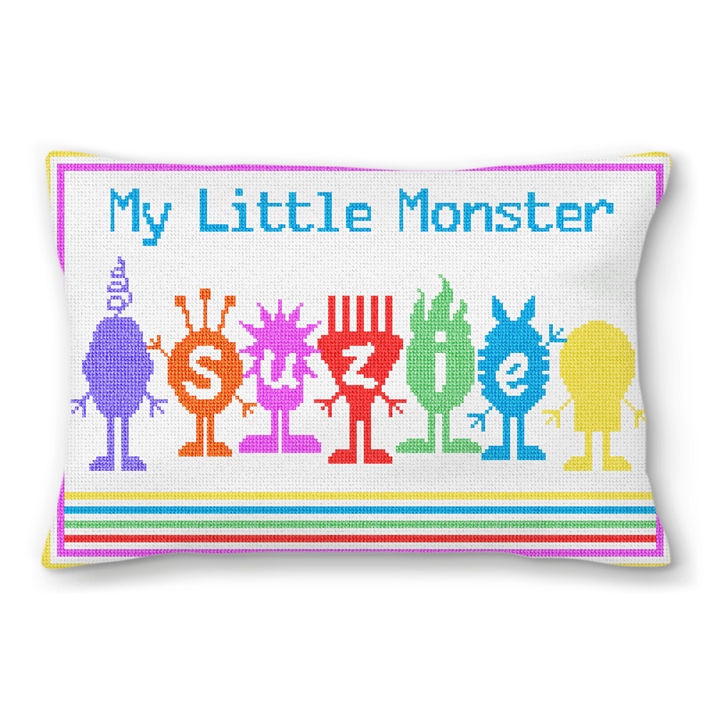 Little Monsters Kids Custom Needlepoint Pillow