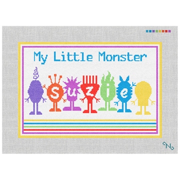 Little Monsters Kids Needlepoint Pillow Kit Stitched Preview