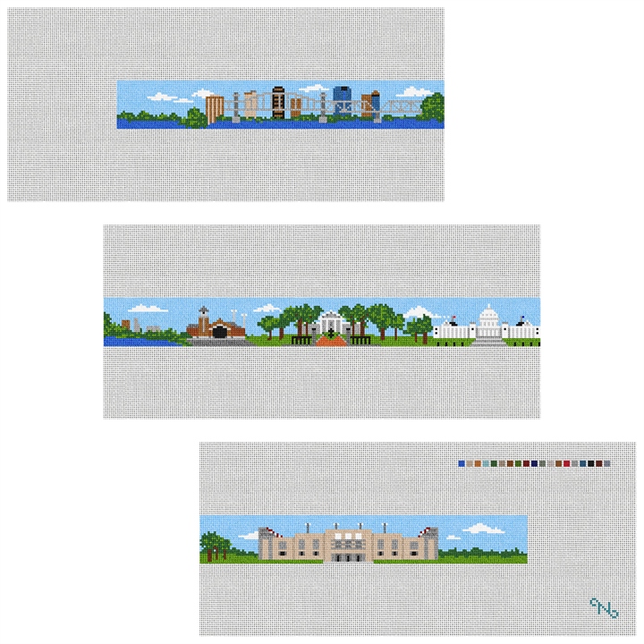 Little Rock Arkansas Needlepoint Belt Kit Stitched Preview